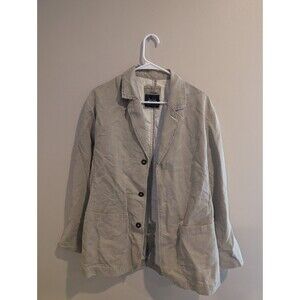 Indigo Palms Denim Jacket M Khaki Twill Chore Utility Tommy Bahama Linen Cotton